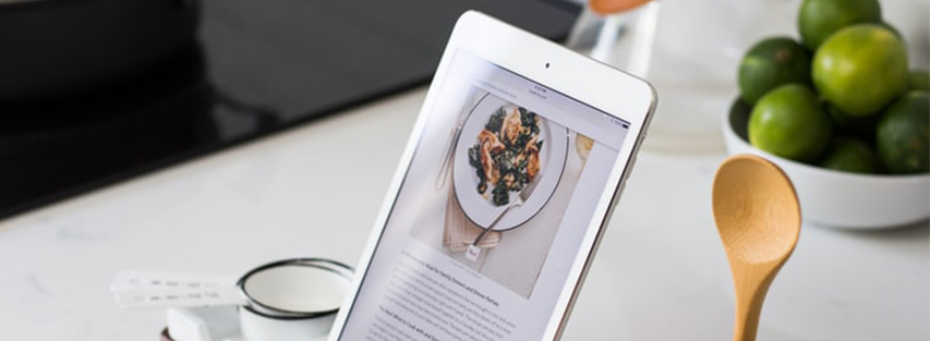 digital cookbook on a tablet
