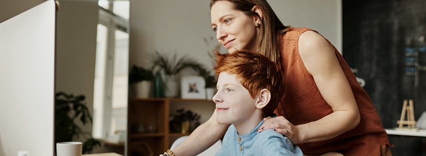 Mother and Son at Computer
