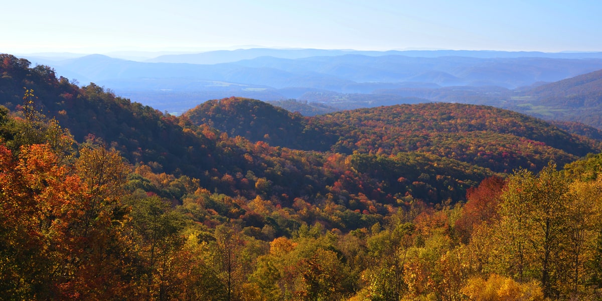 Image of rolling hilltop in Alleghany mountains