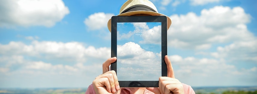 Man with tablet image