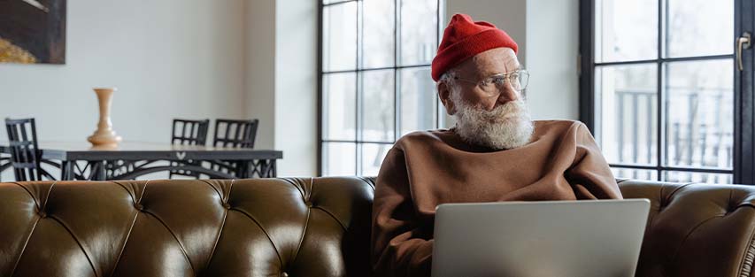 man using HughesNet bonus zone