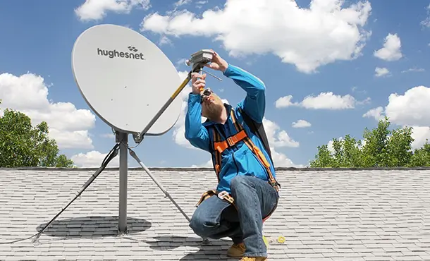 hughesnet installer on roof hughesnet installer on roof
