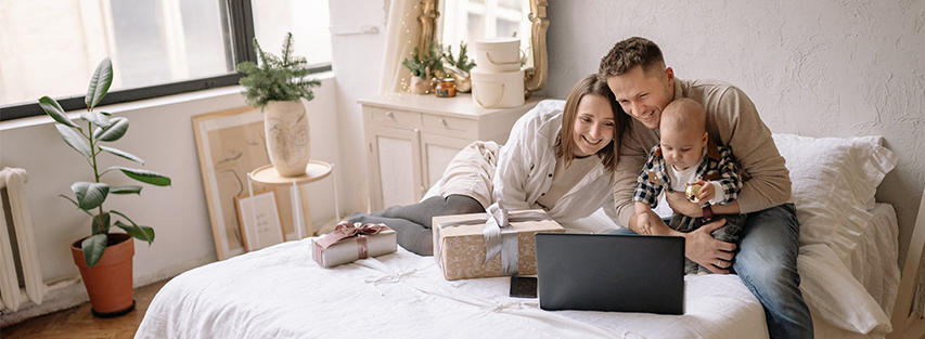 family having a video call