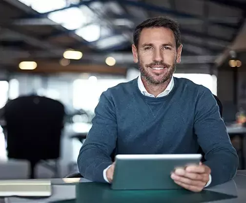 Business man working on tablet