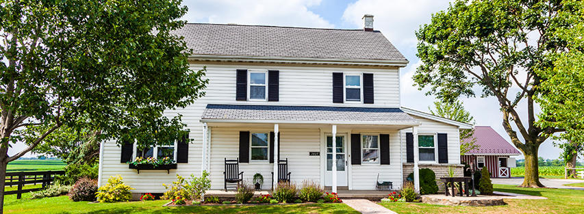 Rural countryside home showcasing a prime location for satellite internet installation.