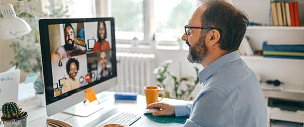 man working at home