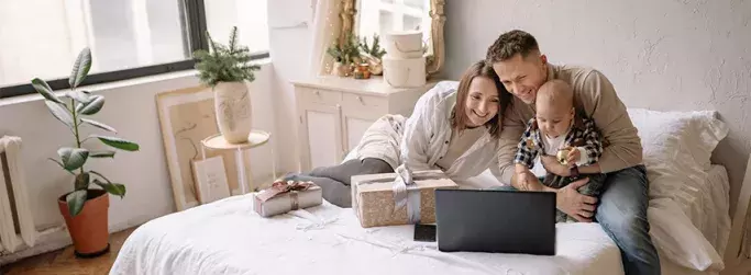 family having a video call