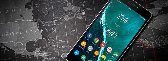 phone on map image